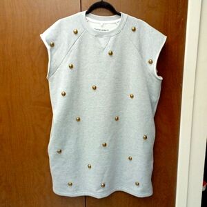 Cynthia Rowley Chase Sweatshirt Gray Studded Dress Women's SizeM. Fleeced Lined